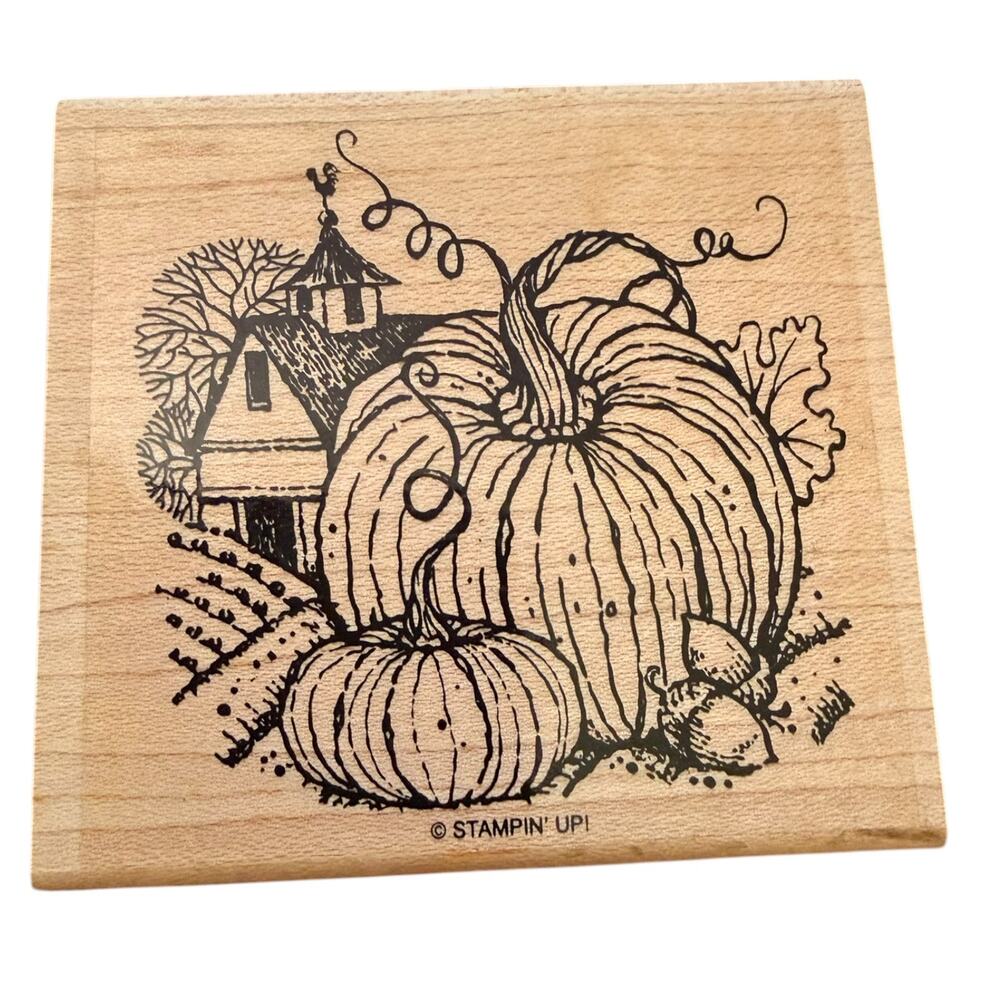 Stampin Up! Harvest Home Fall Harvest Pumpkin Farm Rubber Stamp